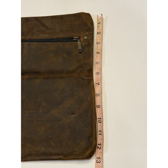 Coastal Hillbilly Brown Leather Clutch Purse Zipper Hand Made Rustic - Picture 4 of 9